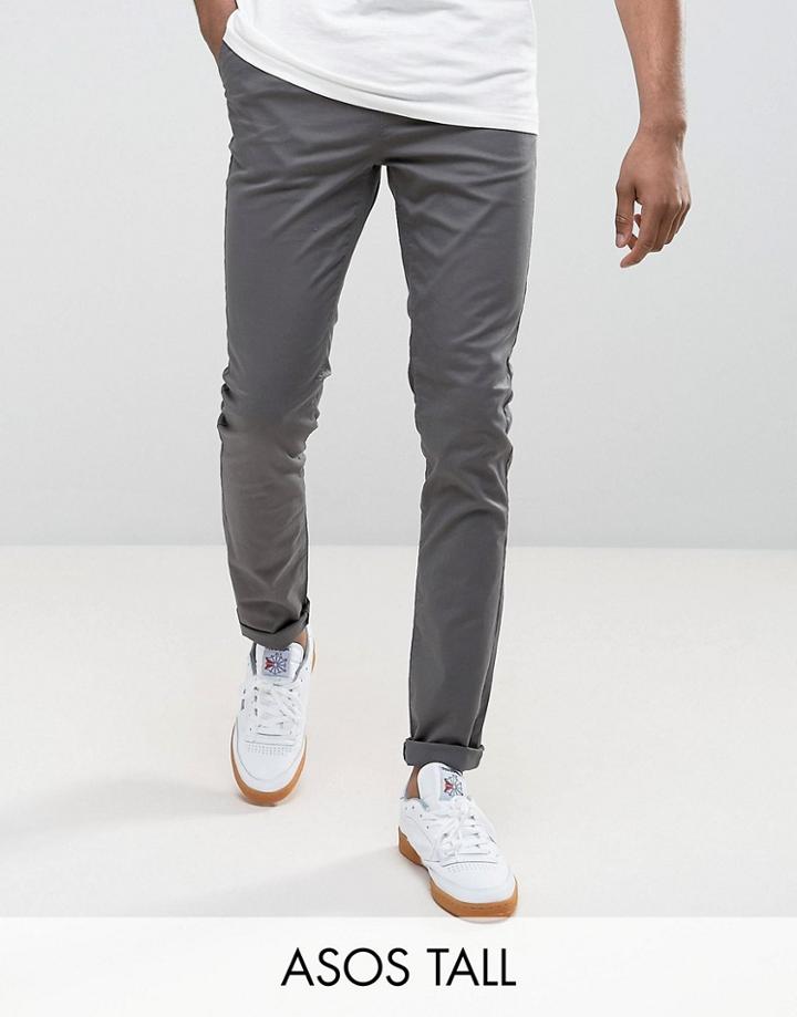 Asos Tall Skinny Chinos In Gray - Gray
