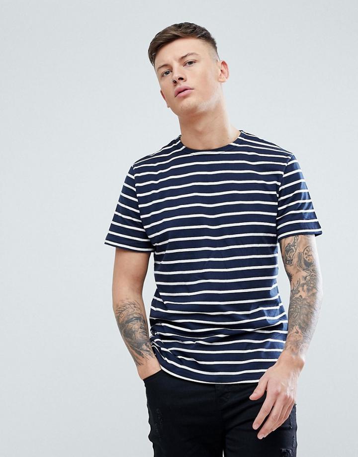 Pull & Bear Stripe T-shirt In White - White