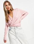 Chi Chi London Wrap Lounge Top In Pink - Part Of A Set