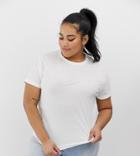 Asos Design Curve T-shirt With Roll Sleeve In Linen In White - White