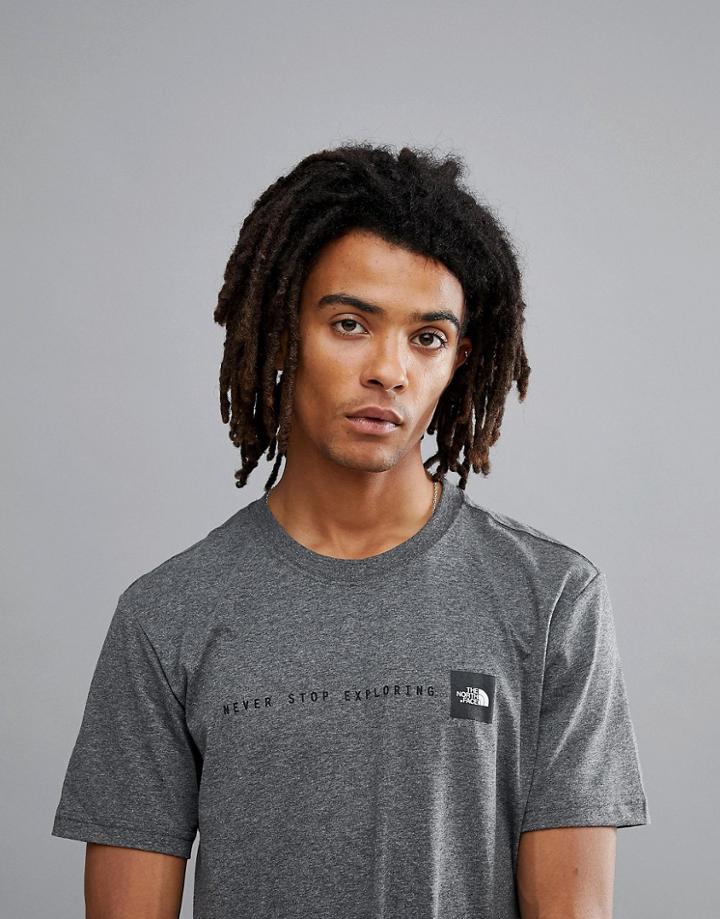 The North Face T-shirt With Never Stop Exploring Logo In Gray - Gray