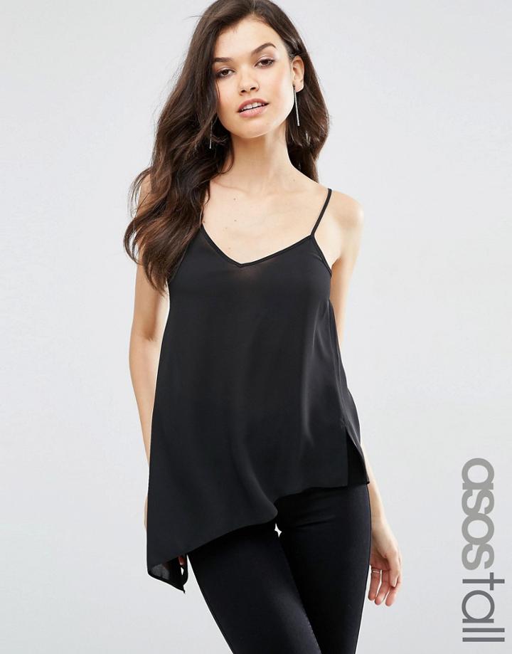 Asos Tall Asymmetric Strap Detail Cami Top - Black