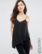 Asos Tall Asymmetric Strap Detail Cami Top - Black