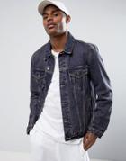 Asos Denim Jacket In Blue Wash With Tint - Red