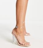 Public Desire Wide Fit Amerlia Sculpted Heel Sandals In Beige-clear