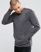 Jack & Jones Sweatshirt With Front Pocket In Distressed Jersey - Gray