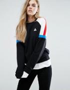 Le Coq Sportif Boyfriend Sweatshirt With Color Block Panels - Black