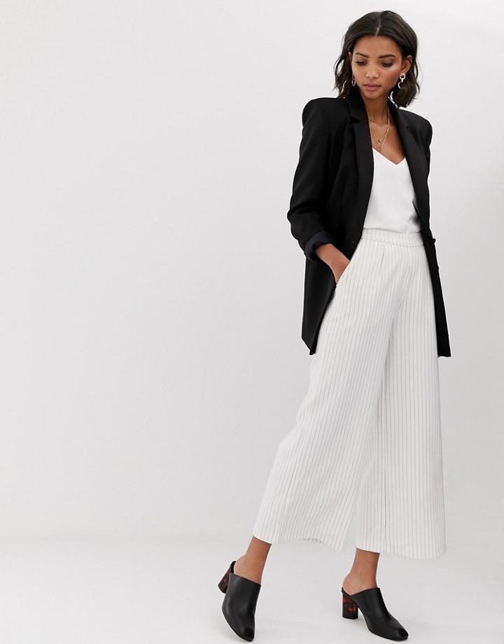 Y.a.s Liva Pinstripe Wide Leg Two-piece Pants-white