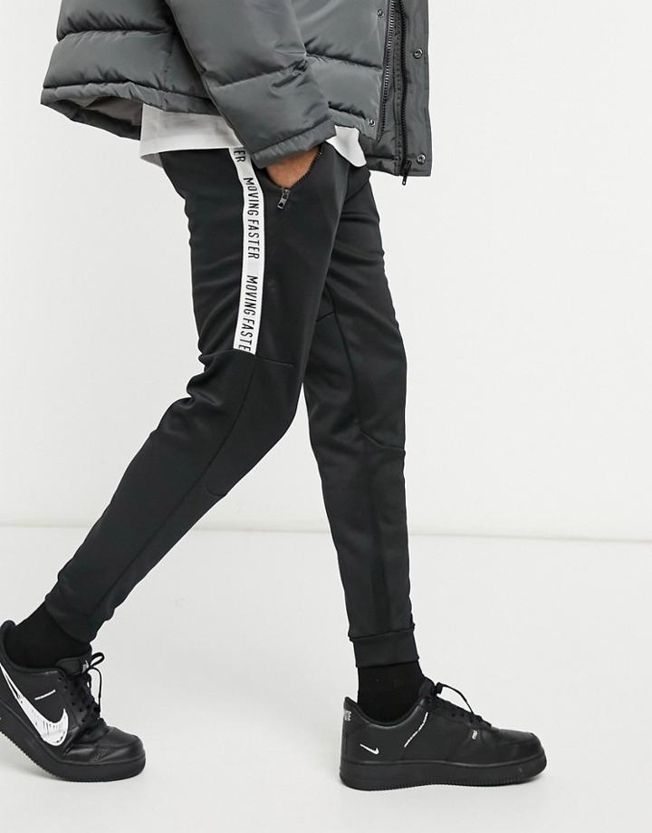 Bershka Sweatpants With Taping In Beige Scuba-black