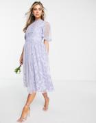 Frock And Frill Bridesmaid Floral Midi Dress In Powder Blue