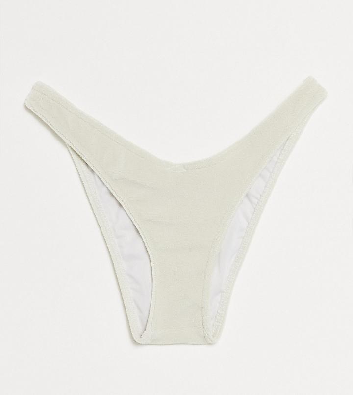 Collusion 80s High Thigh Bikini Bottoms In Off White-neutral