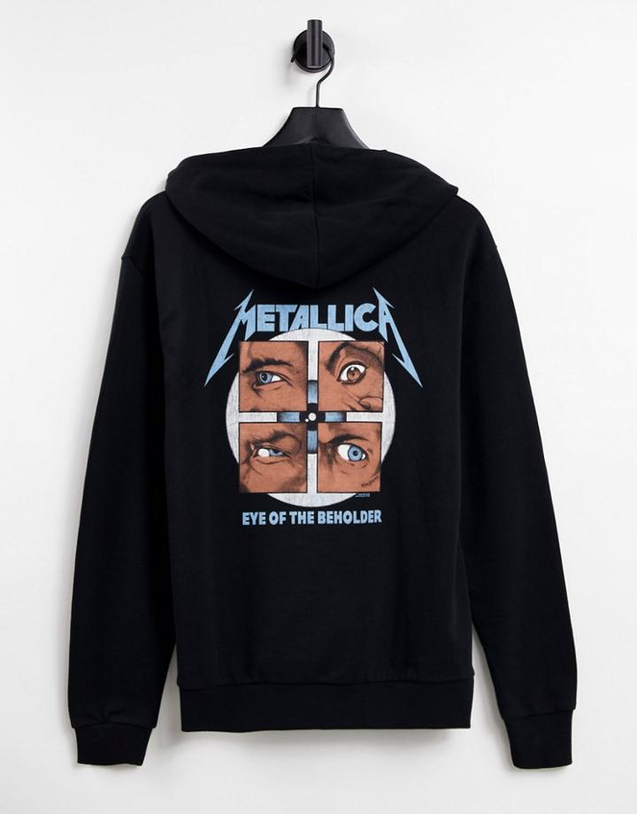 Asos Design Relaxed Hoodie With Metallica Print In Black