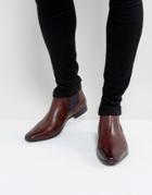 Silver Street Paisley Chelsea Boots In Burgundy Leather-red