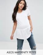 Asos Maternity Petite Top With Exaggerated Ruffle Hem And Short Sleeve - Pink