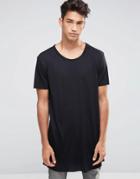 New Look Extreme Longline T-shirt In Black - Black