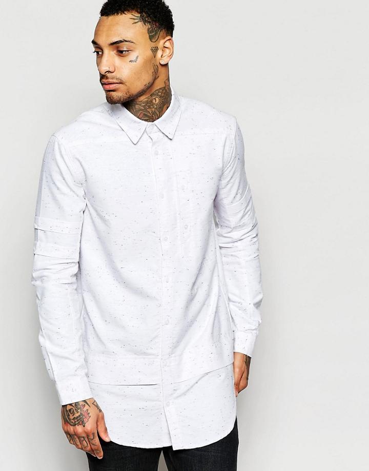 Black Kaviar Longline Shirt In Regular Fit - White