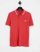 Fred Perry Twin Tipped Polo Shirt In Red