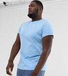 Asos Design Plus Crew Neck T-shirt With Roll Sleeve In Blue