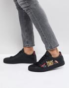 Good For Nothing Sneakers In Black With Tiger Embroidery - Black