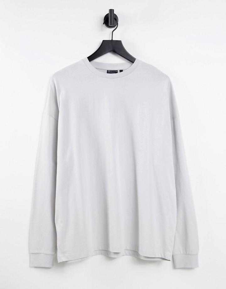 Asos Design Oversized Long Sleeve T-shirt In Gray Purple