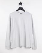 Asos Design Oversized Long Sleeve T-shirt In Gray Purple
