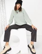 Only Chunky Deep Cuff Sweater In Pale Green