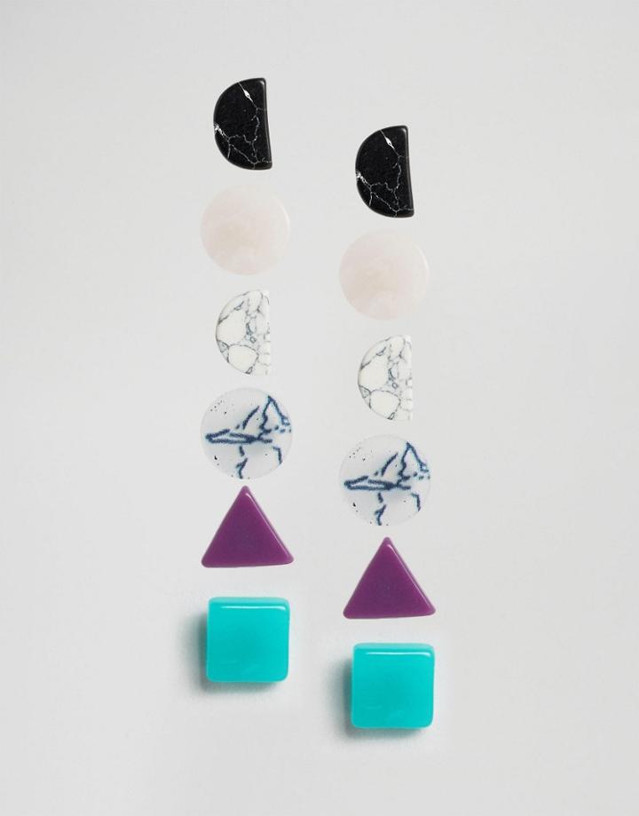 Asos Semi Precious Look Stone Earring Pack - Multi