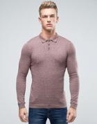 Asos Knitted Turtleneck Sweater In Muscle Fit - Pink