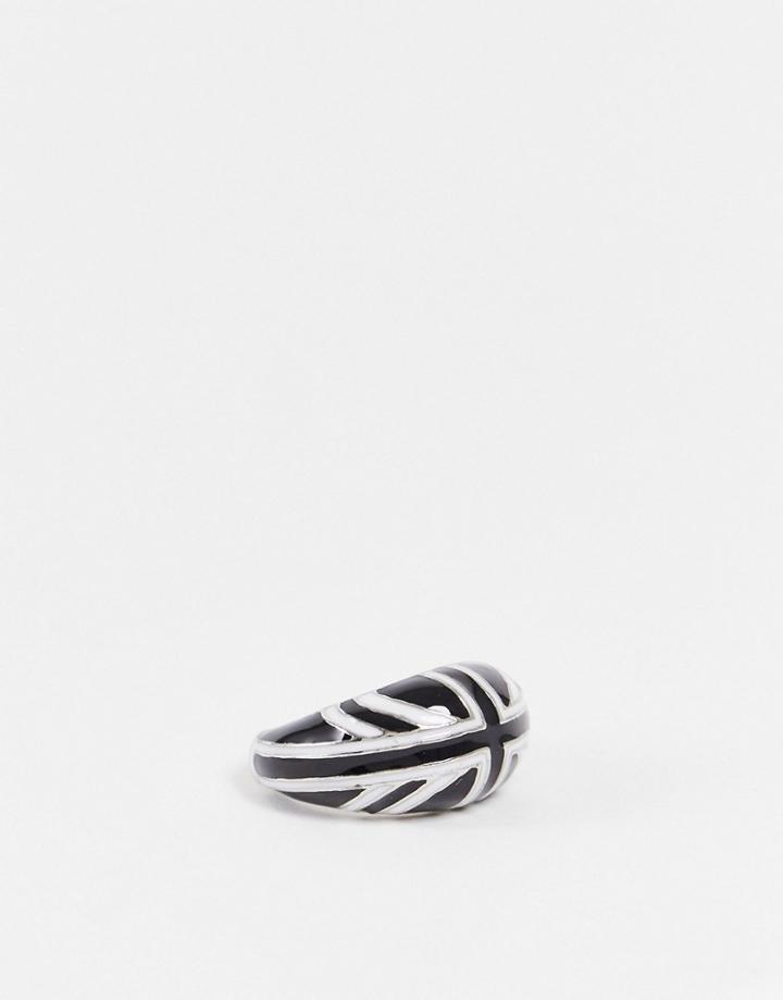 Asos Design Dome Ring With Union Jack In Monochrome-multi