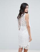 Amy Lynn Lace Overlay Midi Dress With Open Back - White