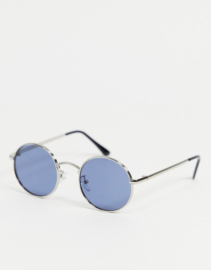 Only & Sons Round Sunglasses In Silver