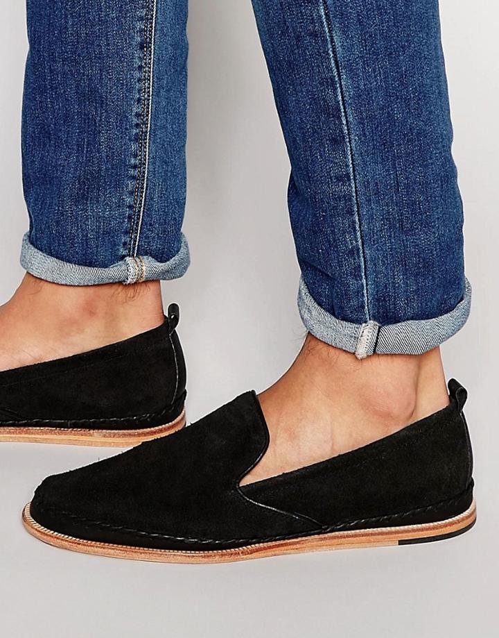 Hudson London Macuco Suede Loafer - Black