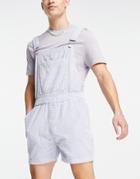 Asos Design Relaxed Overalls Shorts In Pastel Blue Corduroy-blues