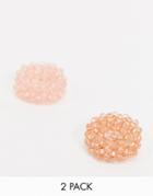 Pieces 2 Pack Beaded Hair Scrunchies In Pink