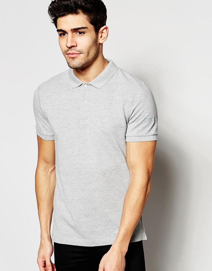 Dkny Polo Shirt Short Sleeve Logo - Gray