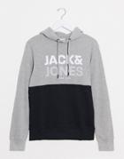 Jack & Jones Core Overhead Hoodie Cut And Sew-grey