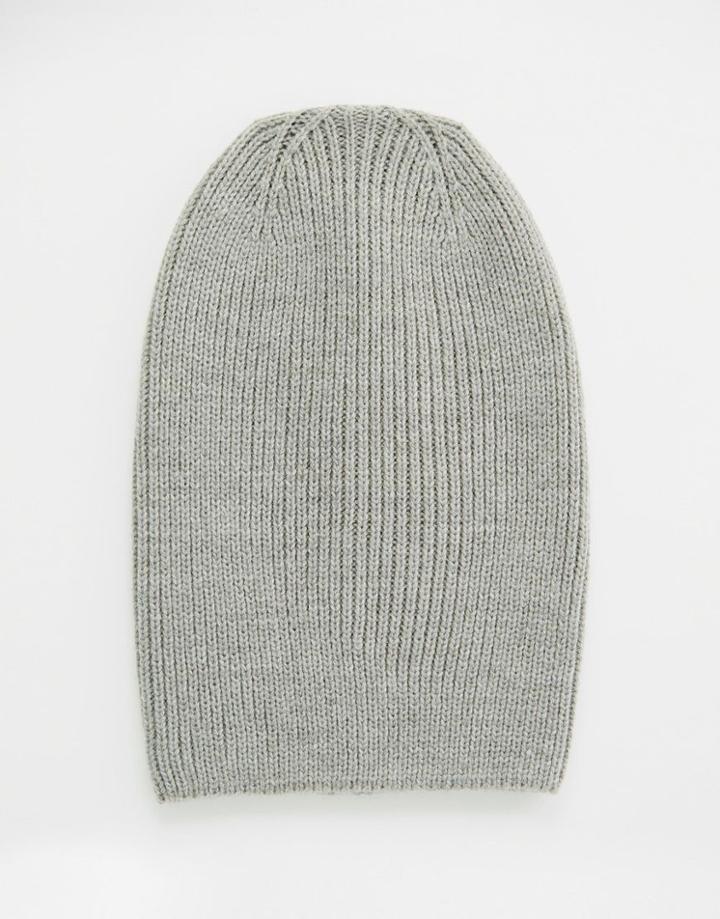 Asos Slouchy Beanie In Gray - Gray