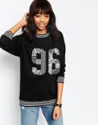 Asos Sweatshirt With 96 In Embroidery And Tipping - Black