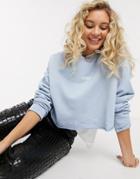 Topshop Raw Hem Sweatshirt With Paris Slogan In Light Blue-neutral