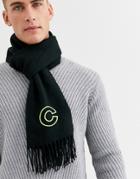Asos Design Personalized Standard Woven Scarf In Black With Embroidered C