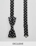 Reclaimed Vintage Polkadot Bow Tie In Black - Black
