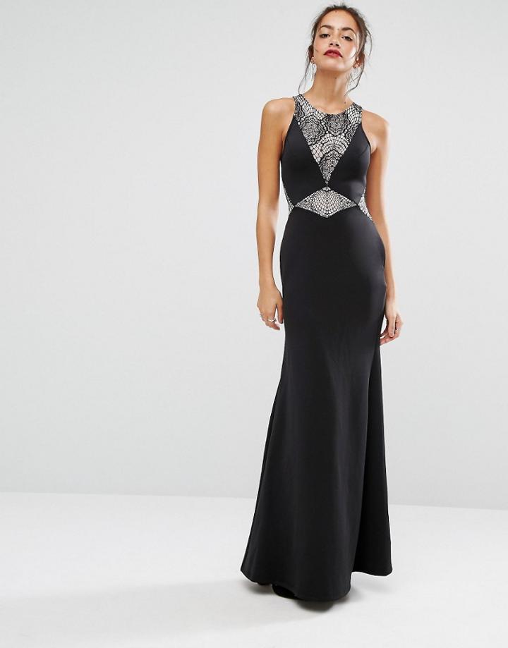 New Look Lace Insert Maxi Dress - Black