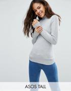 Asos Tall Sweater With Turtleneck In Soft Yarn - Gray