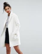Asos Fabric Interest Cocoon Coat - White