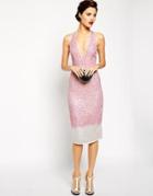 Asos Red Carpet Premium Embellished Midi Dress With Plunge Front - Pink