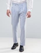 Asos Wedding Slim Suit Pant In Light Blue Crosshatch Texture - Blue