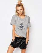 Le Coq Sportif Gray Oversized Boyfriend T-shirt With Large Logo - Light Heather Gray