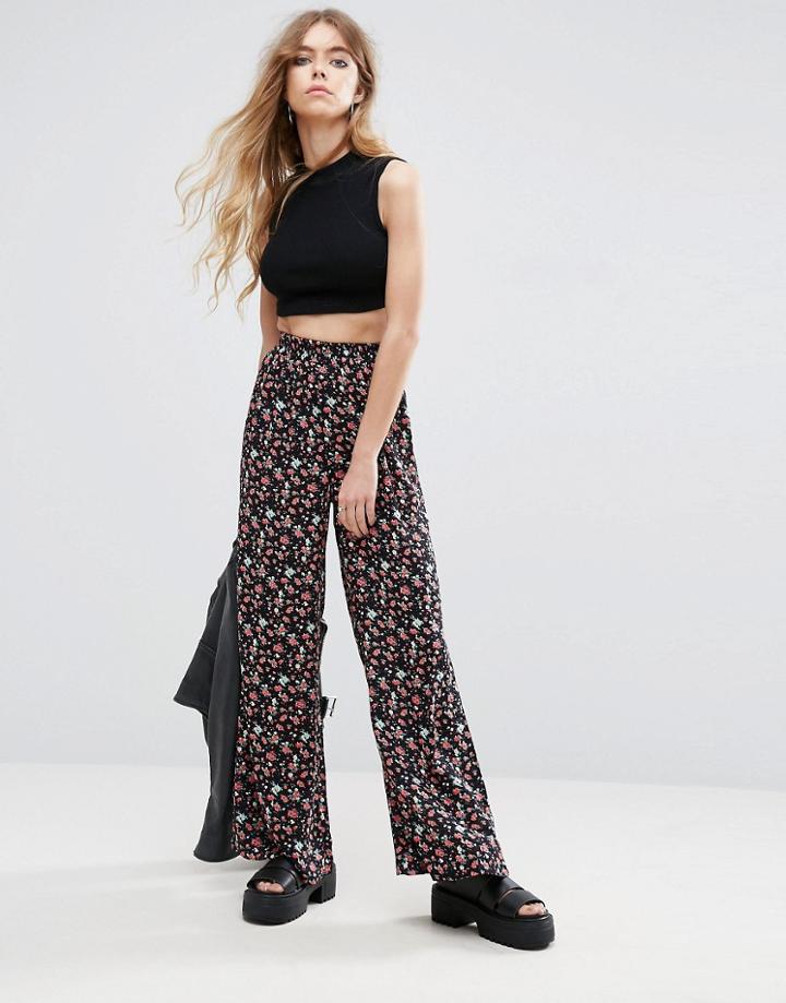 Rock & Religion Flared Floral Print Pants - Black