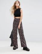Rock & Religion Flared Floral Print Pants - Black