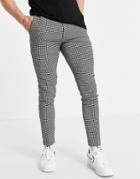 Asos Design Super Skinny Wool Mix Smart Pants In Black Puppy Tooth